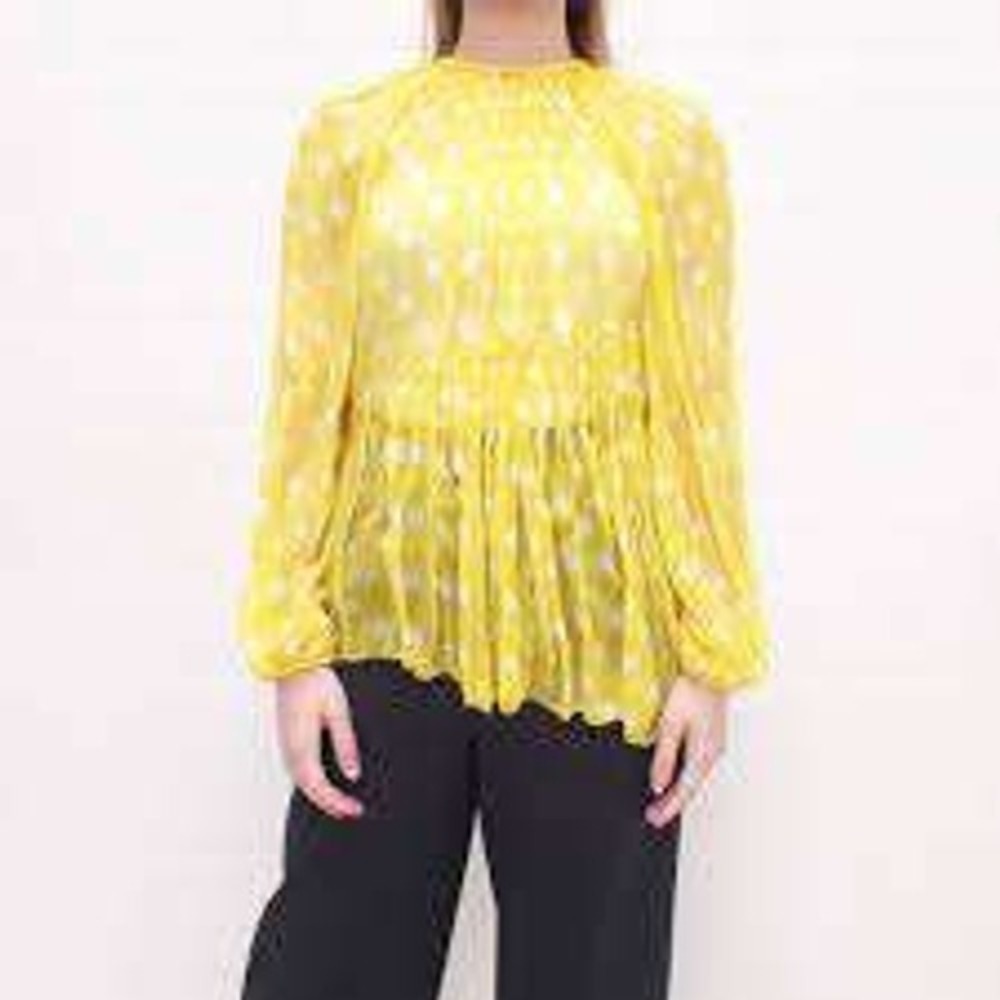 NWT Zimmermann Sunflower Pearl Dot Silk Chiffon Tiered Blouse Top Size 1